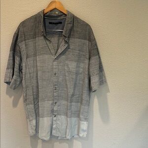 Men's Blue Gray Striped Shirt. 100% cotton. Lightweight and comfortable